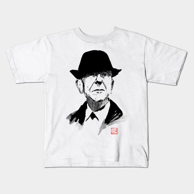 leonard cohen Kids T-Shirt by pechane